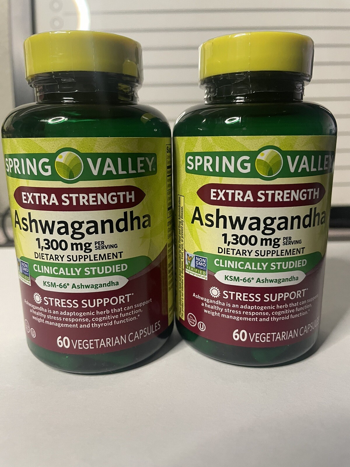 Spring Valley Extra Strength Ashwagandha, KSM-66 Supplement, 1300 mg, 60 ct-2pk