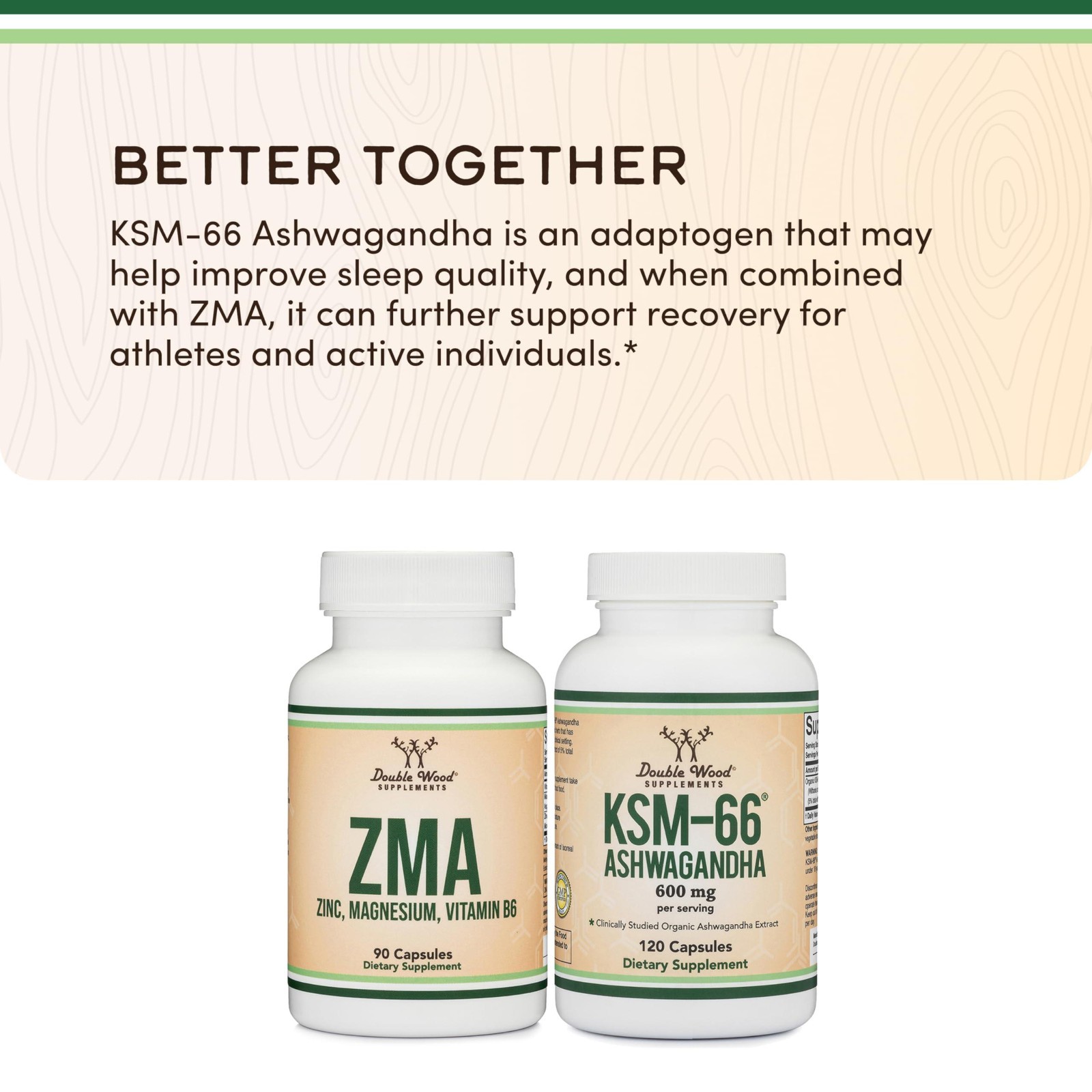 Double Wood ZMA Supplement 90 Capsul – Zinc Magnesium B6 Restful Sleep Support..