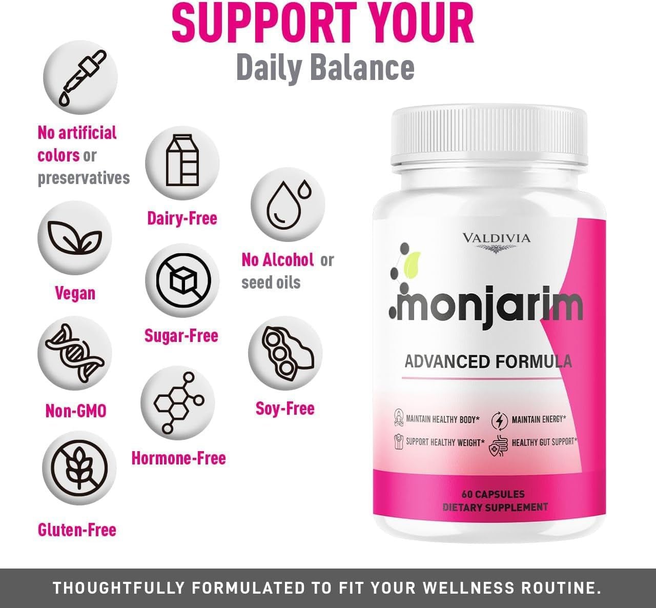 Valdivia Monjarim 180 Capsules 3 Pack Dietary Supplement Made in USA Metabolism
