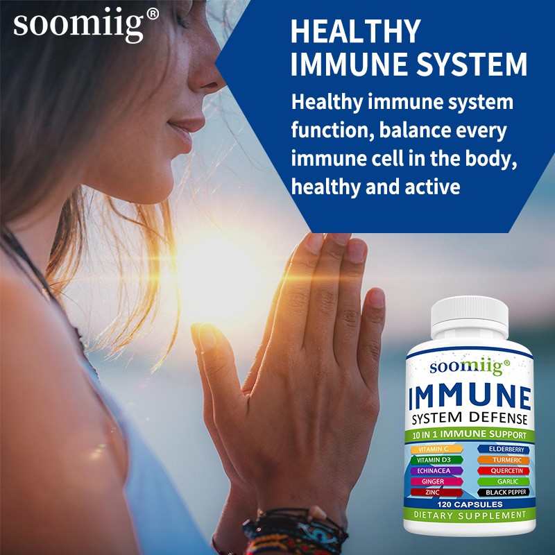 Immune System Defense Support Supplement Vitamin C D3 Capsule Quercetin Turmeric