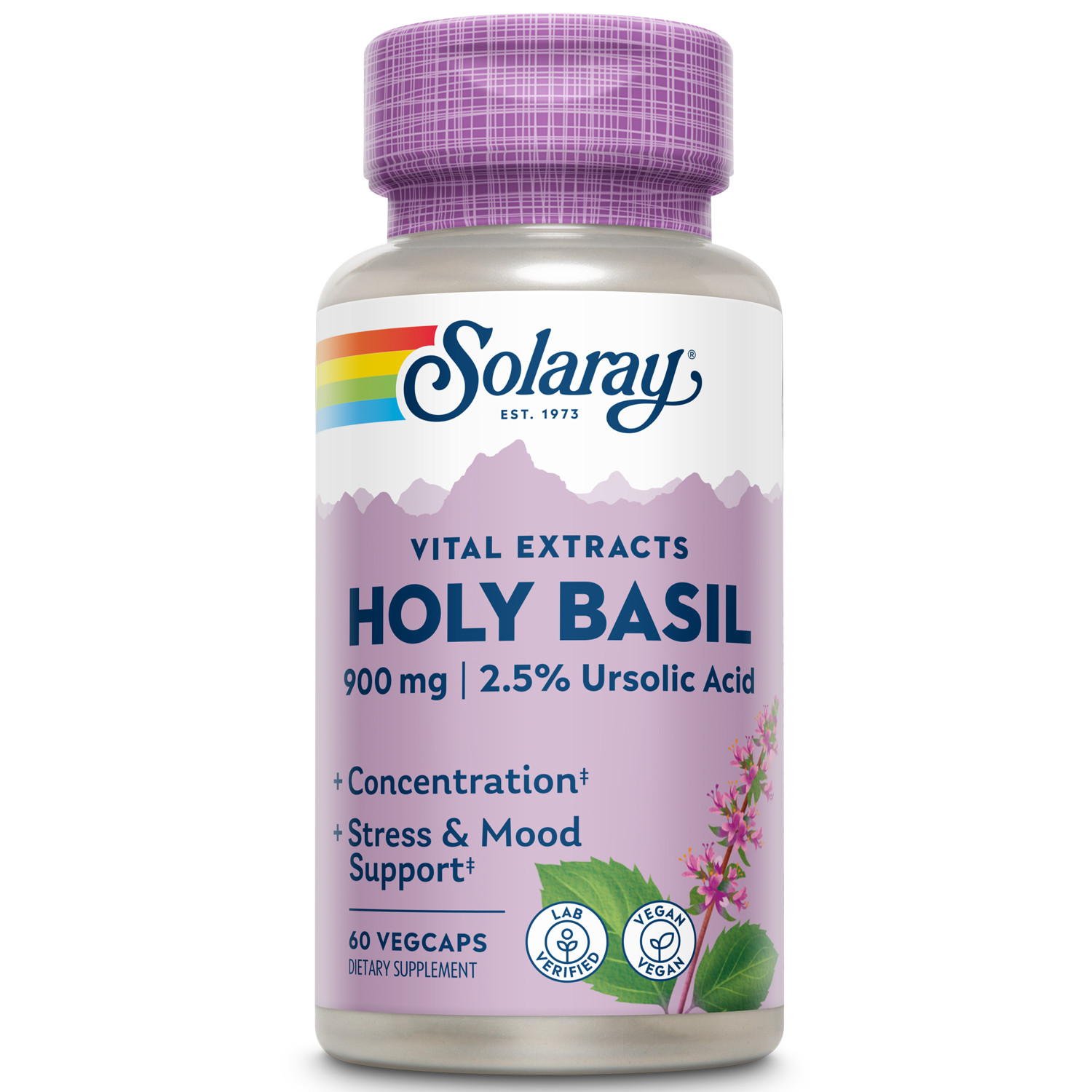 Solaray Holy Basil Capsules, 900 mg | 60 Count