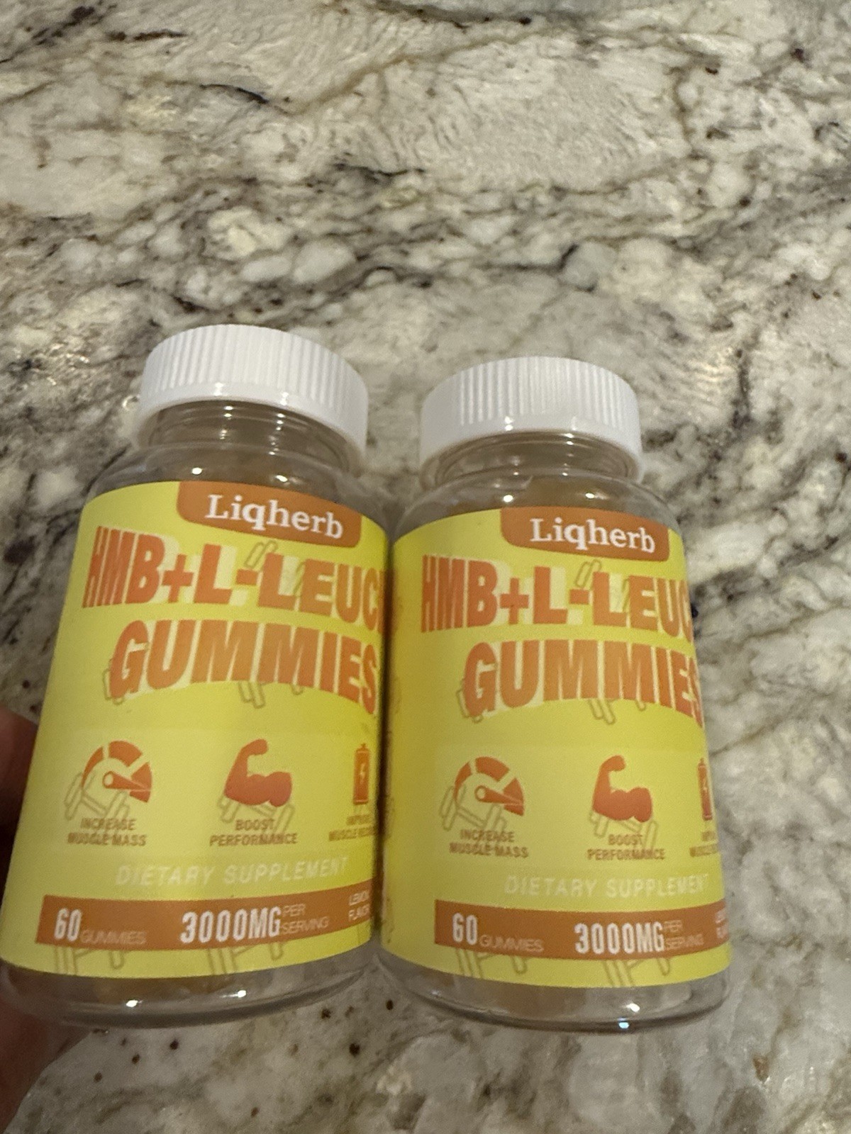 Lot of 2 Liqherb HMB + L-Leucine Gummies 3000mg Lemon Flavor 60 Gummies Sealed