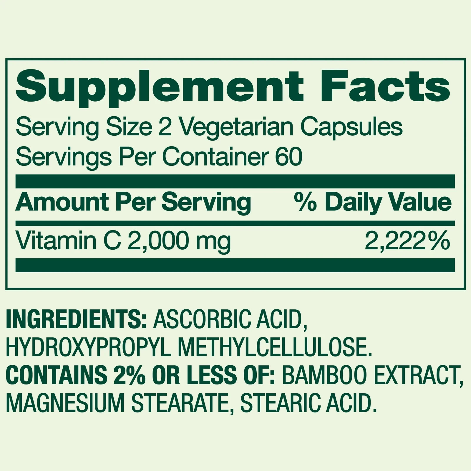 Spring Valley Ultra Strength Vitamin C Vegetarian Capsules, 2000 mg, 120 Ct