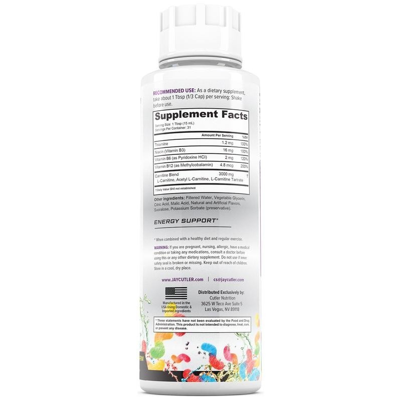 Cutler Nutrition Liquid Carnitine 3000 for Energy and Recovery Support Dietary