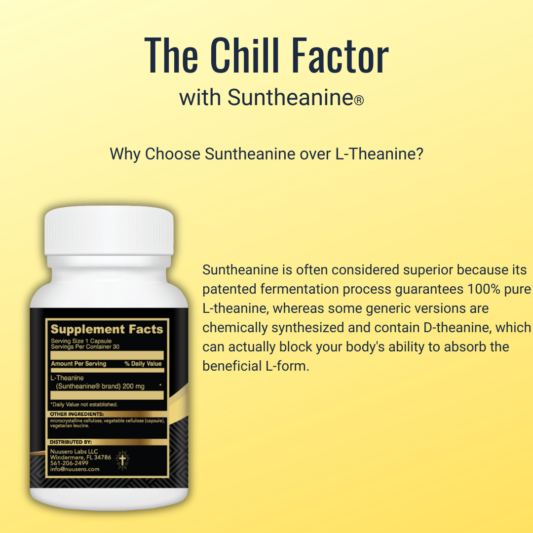 L-Theanine 200mg (Suntheanine) – Non-Drowsy Stress Relief – Alert Focus & Calm
