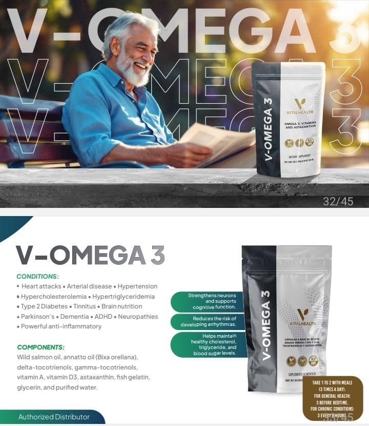 VITAL HEALTH V-OMEGA 3 Vitamins 90 Capsules Free Shipping