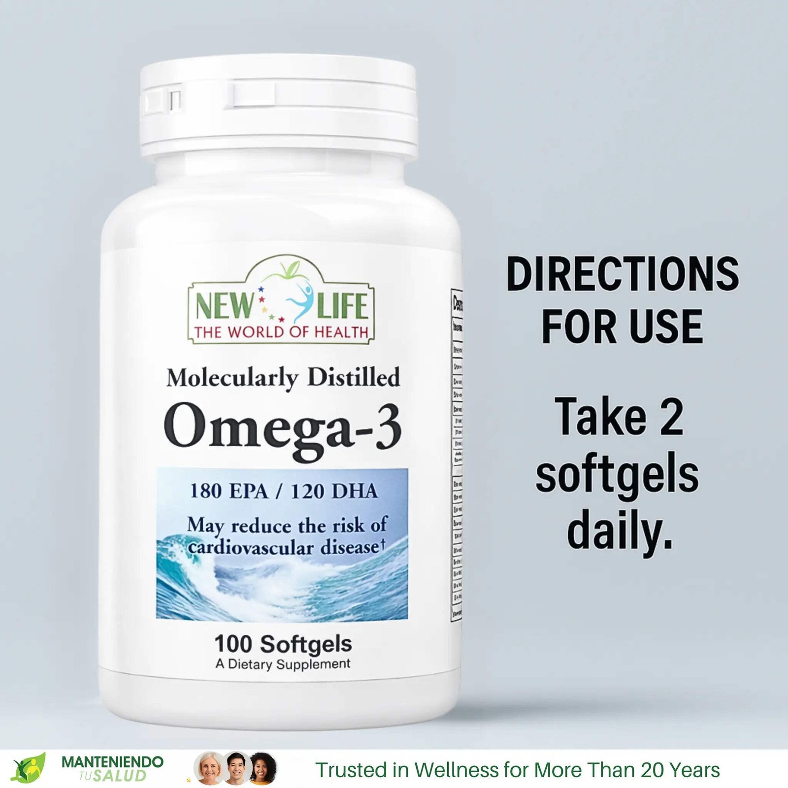 New Life Omega 3, Cardiovascular Support, Fatty Acid, 100 Softgels