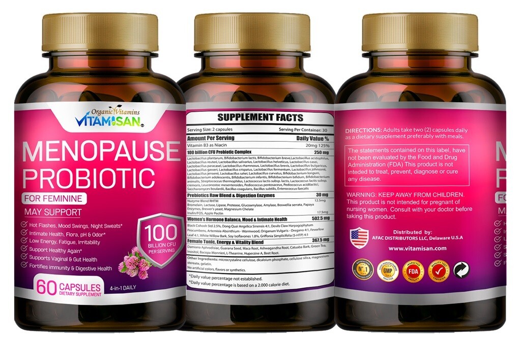 1 bottle 60 capsules menopause probiotics organic vitamin Vitamisan ( Brand )