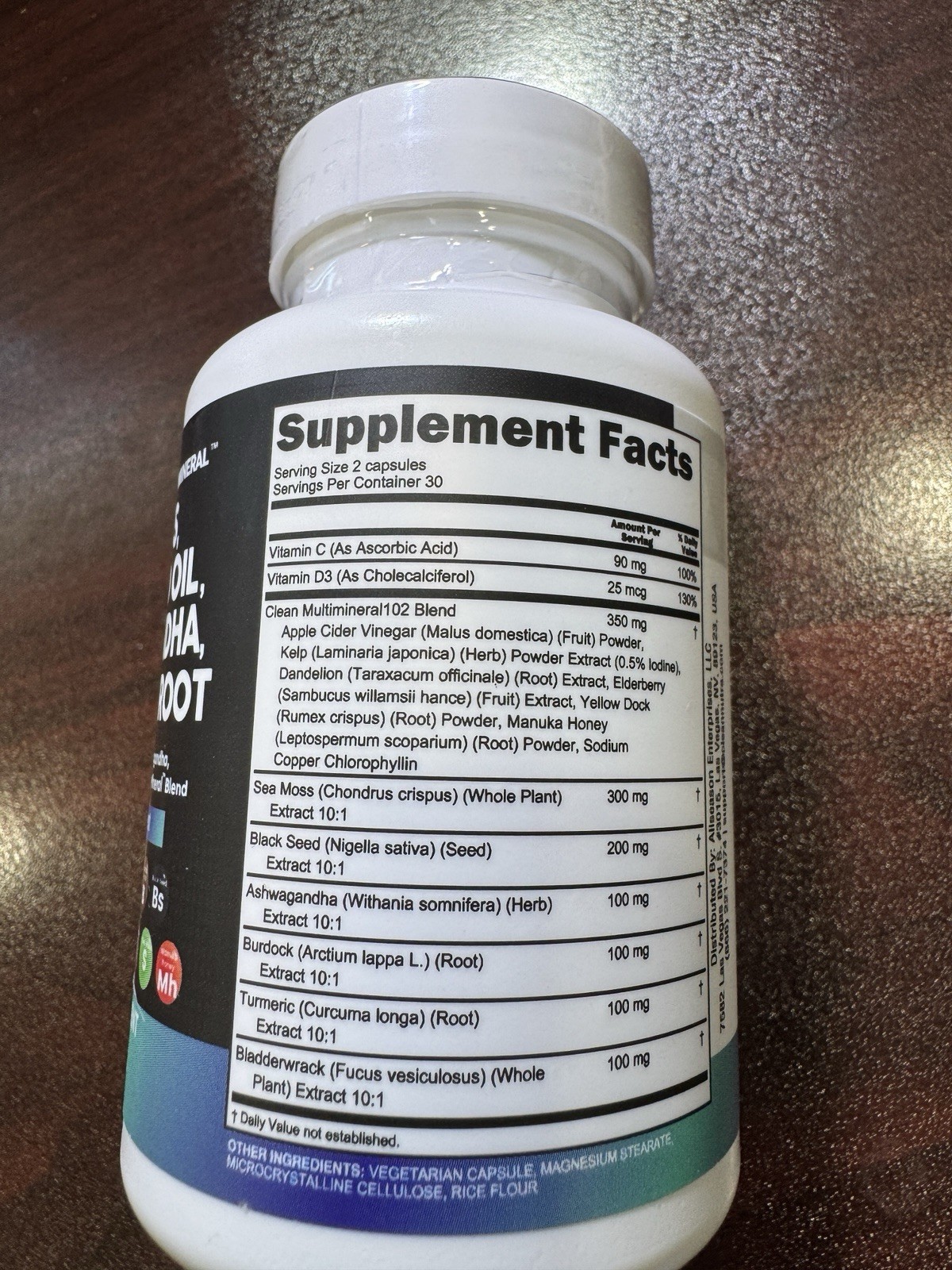 Clean Nutraceuticals Sea Moss Black Seed Burdock 60 Caps Exp 09/26