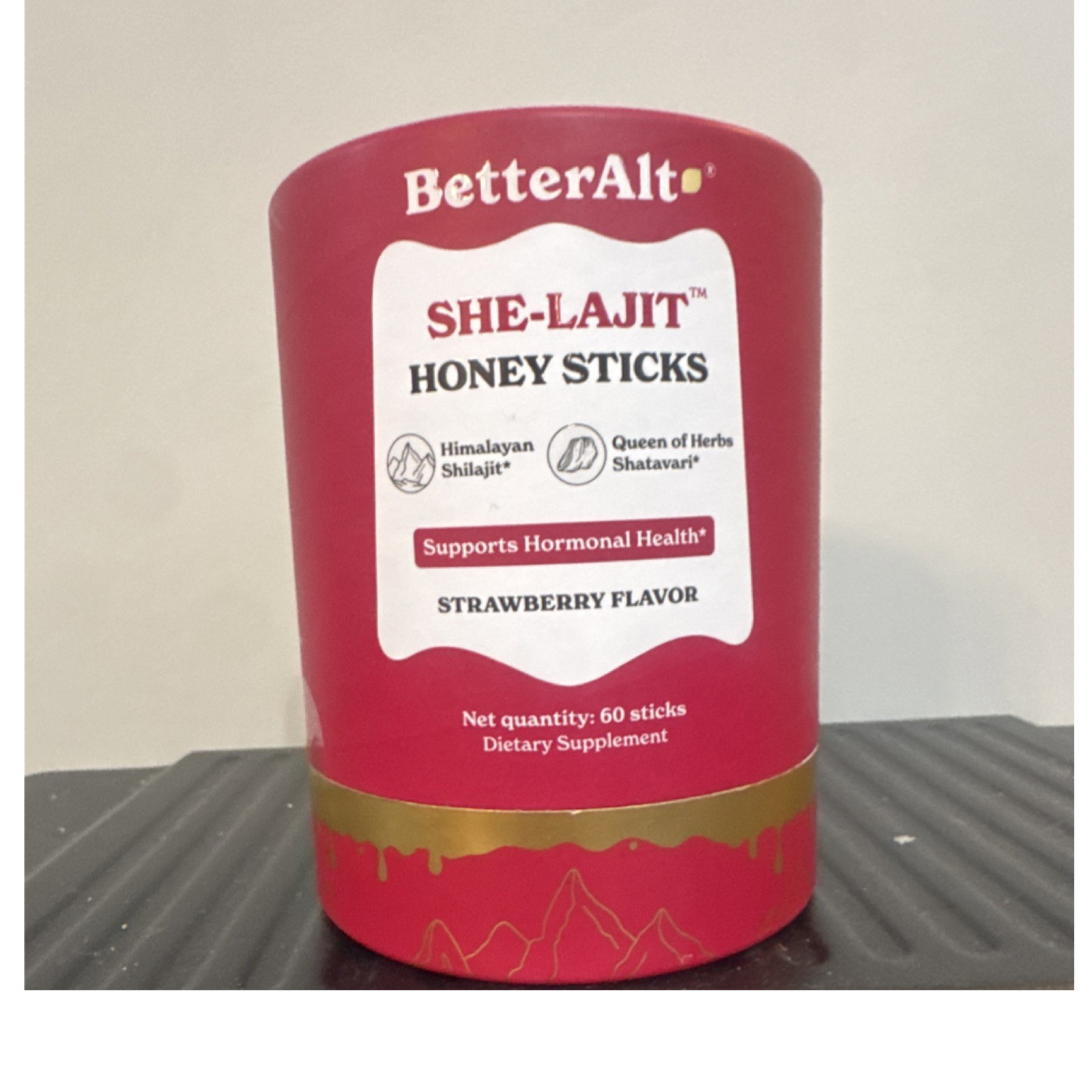 BetterAlt She-Lajit Shilajit Honey Sticks Strawberry 60 ct Exp 06/2028