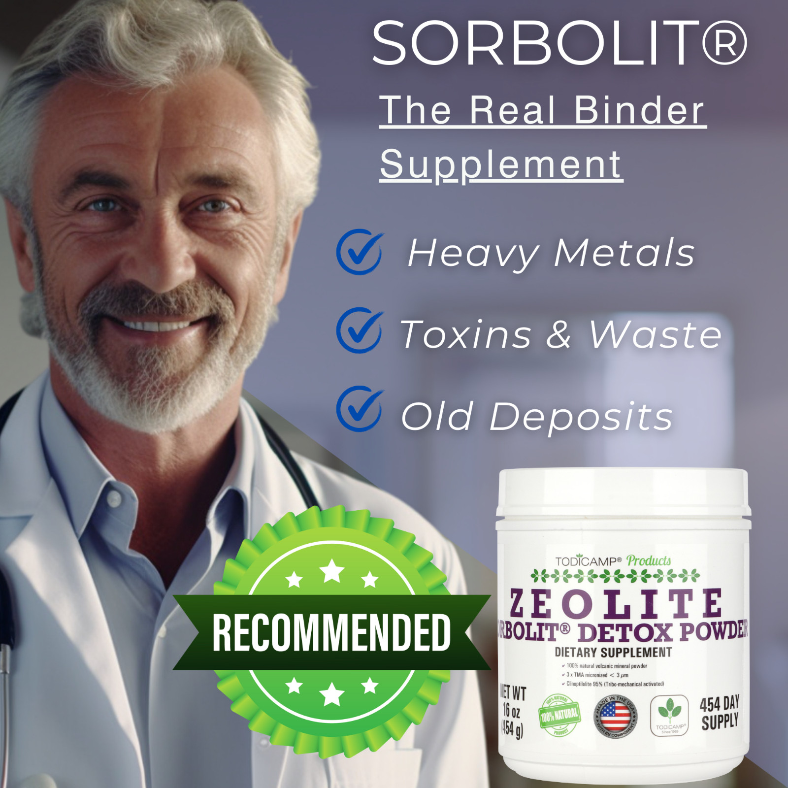 Zeolite Clinoptilolite Powder by TODICAMP® – Ultra FINE 1-2 µm – 454 Days Supply