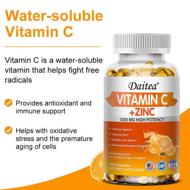 Liposomal Vitamin C + Zinc High Absorption Vit C Immune Supplements 1200mg