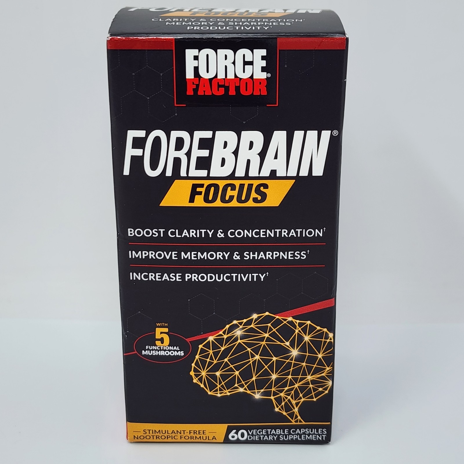 Force Factor Forebrain Focus Dietary Supplement, 60 Capsules Exp 12/2028
