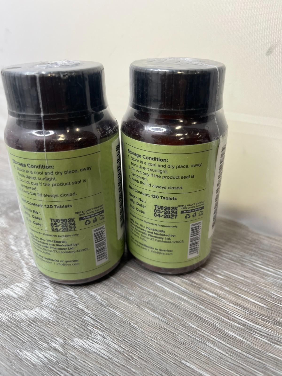 2pk Jiva Ayurveda Ashwagandha Vata+Kapha Balance 120 Tablets each Exp 4/27