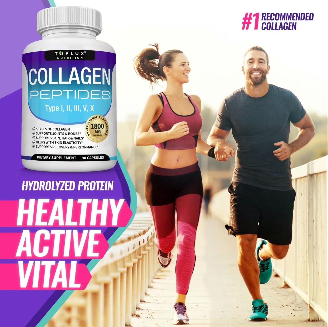 Toplux Collagen Peptides 5 Types of CollagenComplex 1800mg