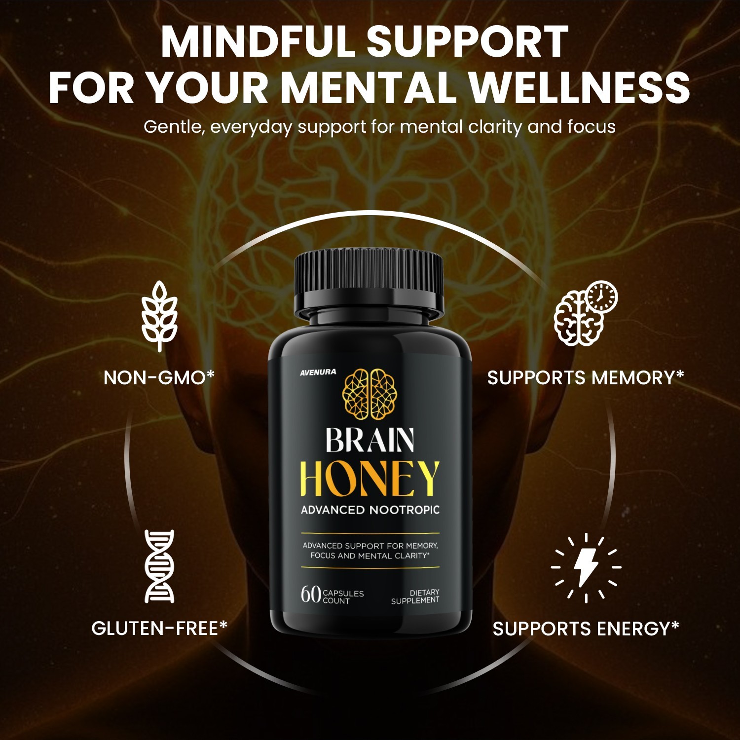 (2 Pack) Brain Honey Capsules – Advanced Formula Supplement Brain Health Support