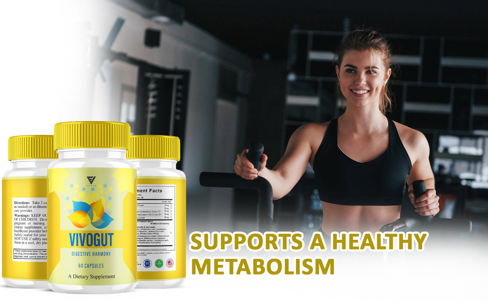 (3 Pack) VivoGut Advanced Probiotic, Vivo Gut Max Strength (180 Capsules)