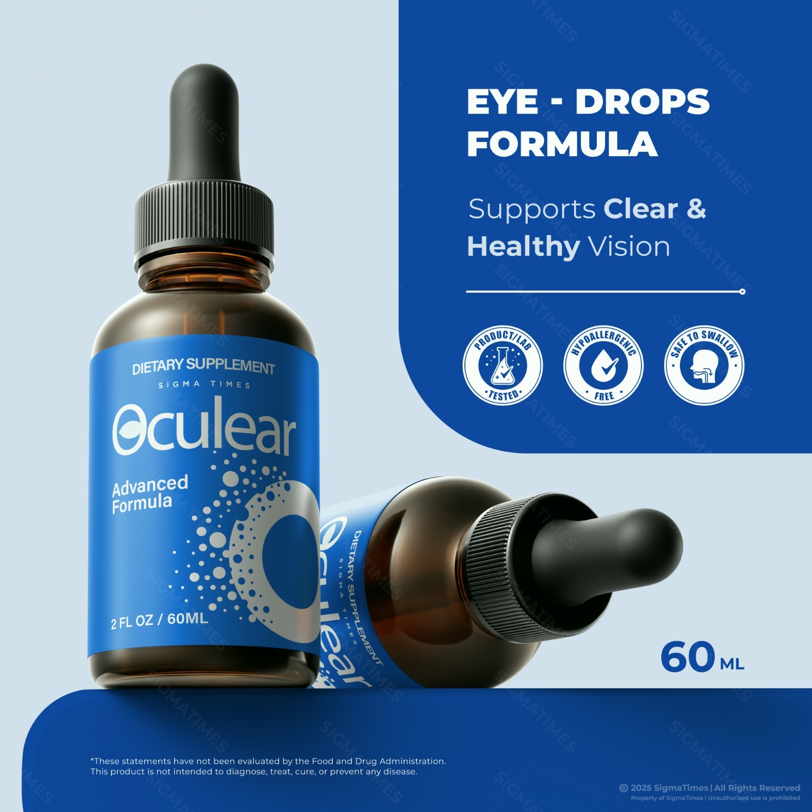 Oculear Drops – Eye Care Liquid Oral Formula, Healthy and Clear Eyes – 5 Pack