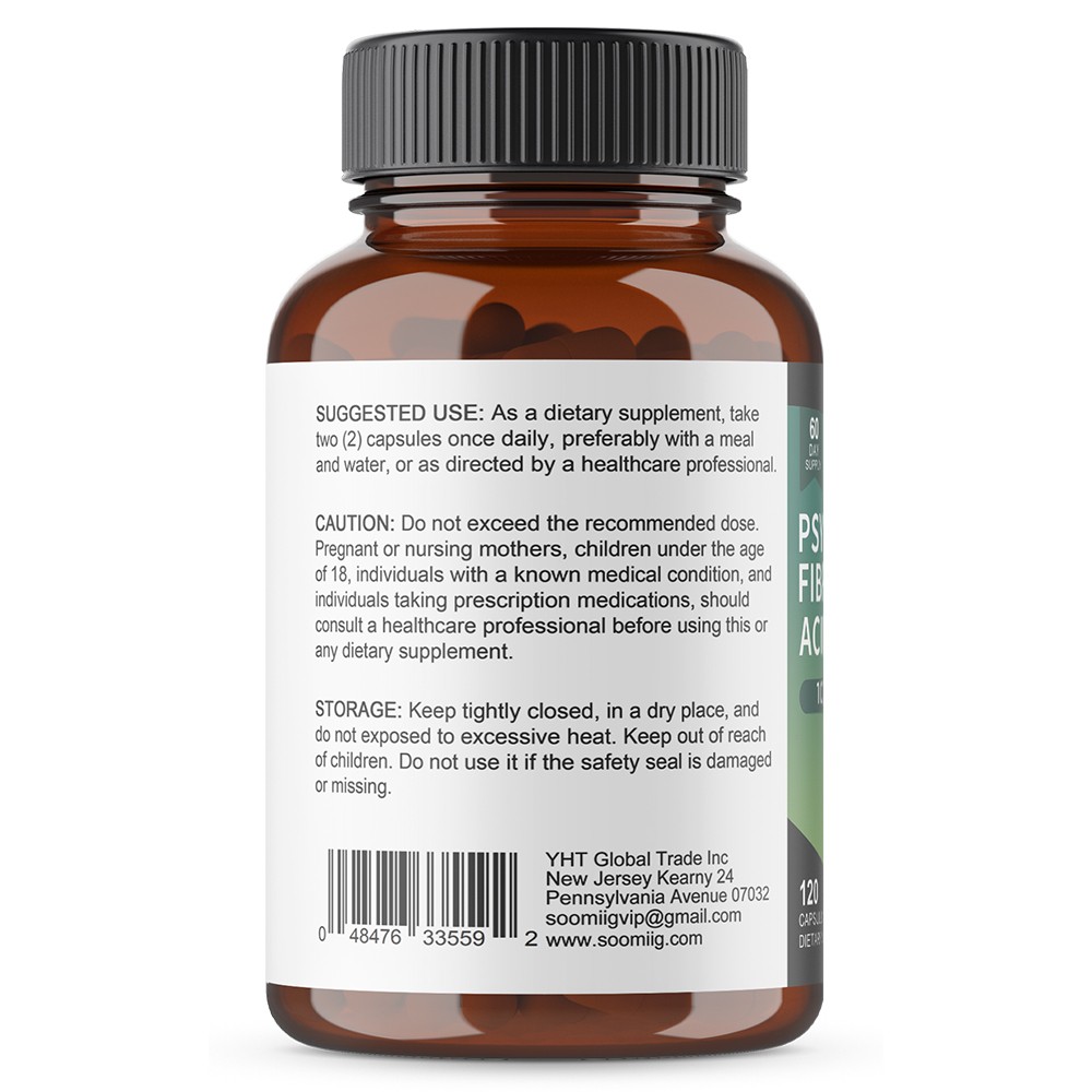 Psyllium Husk Capsules 1000 Mg Fiber Supplement With Acidophilus Probiotic