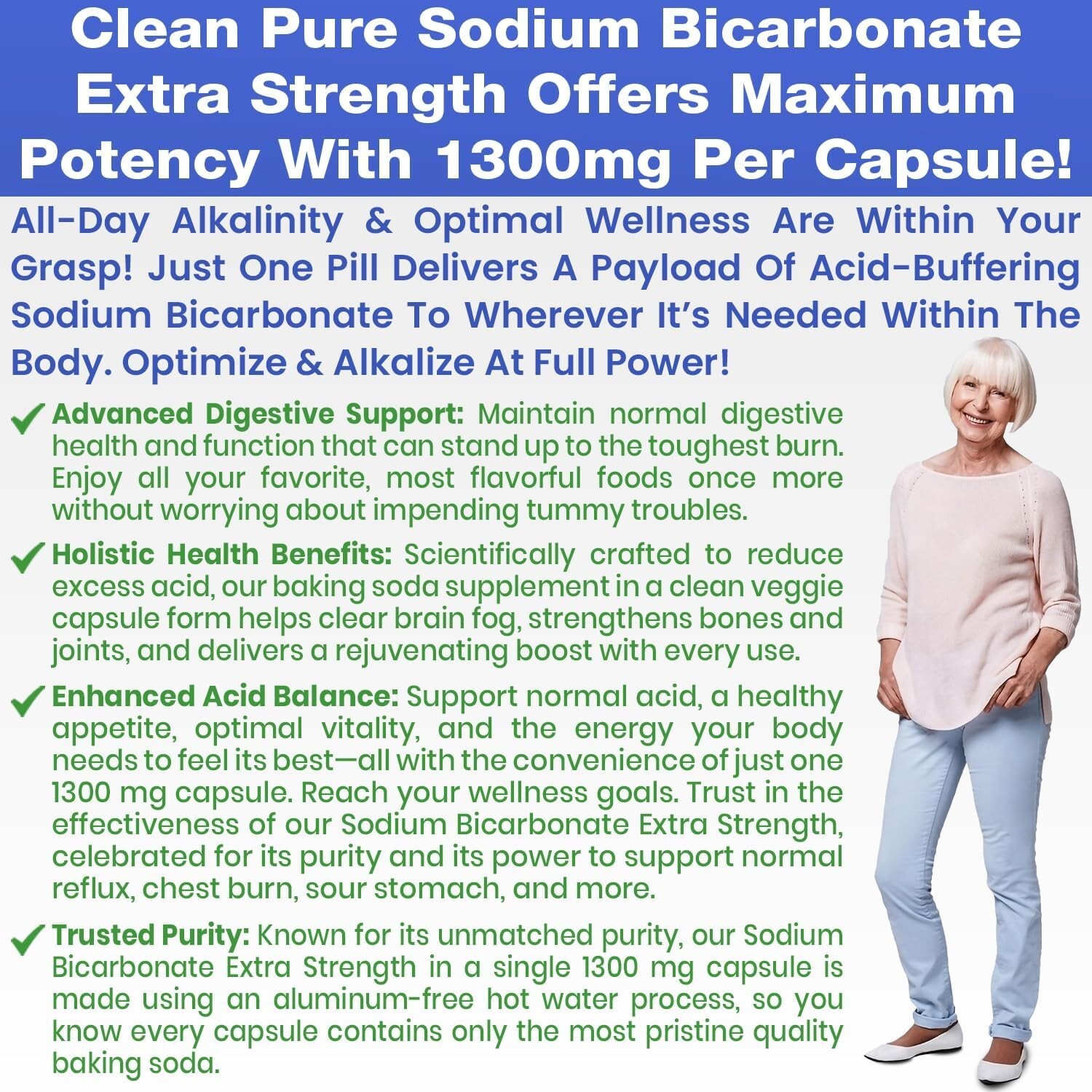 Sodium Bicarbonate Capsules Extra Strength Organic Use No Junk Tablet 1300 Mg