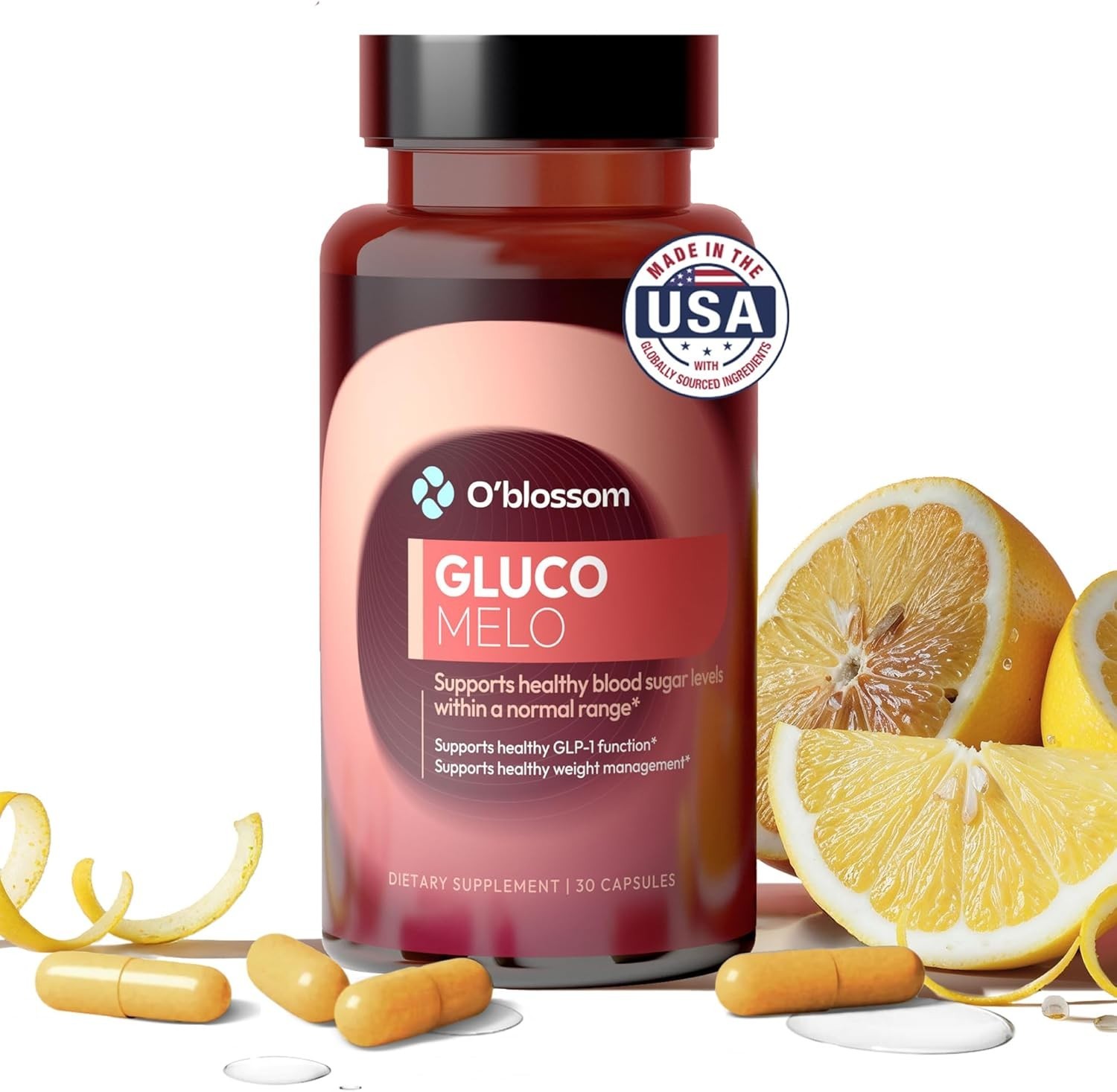 O’blossom Gluco Melo Blood Sugar Complex Metabolism Support w/ ALA 30 caps