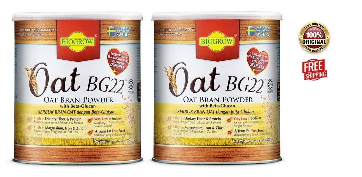 Biogrow Bg22 Oat Powder, Beta Glucan 2X480G, Lowers Cholesterol Naturally