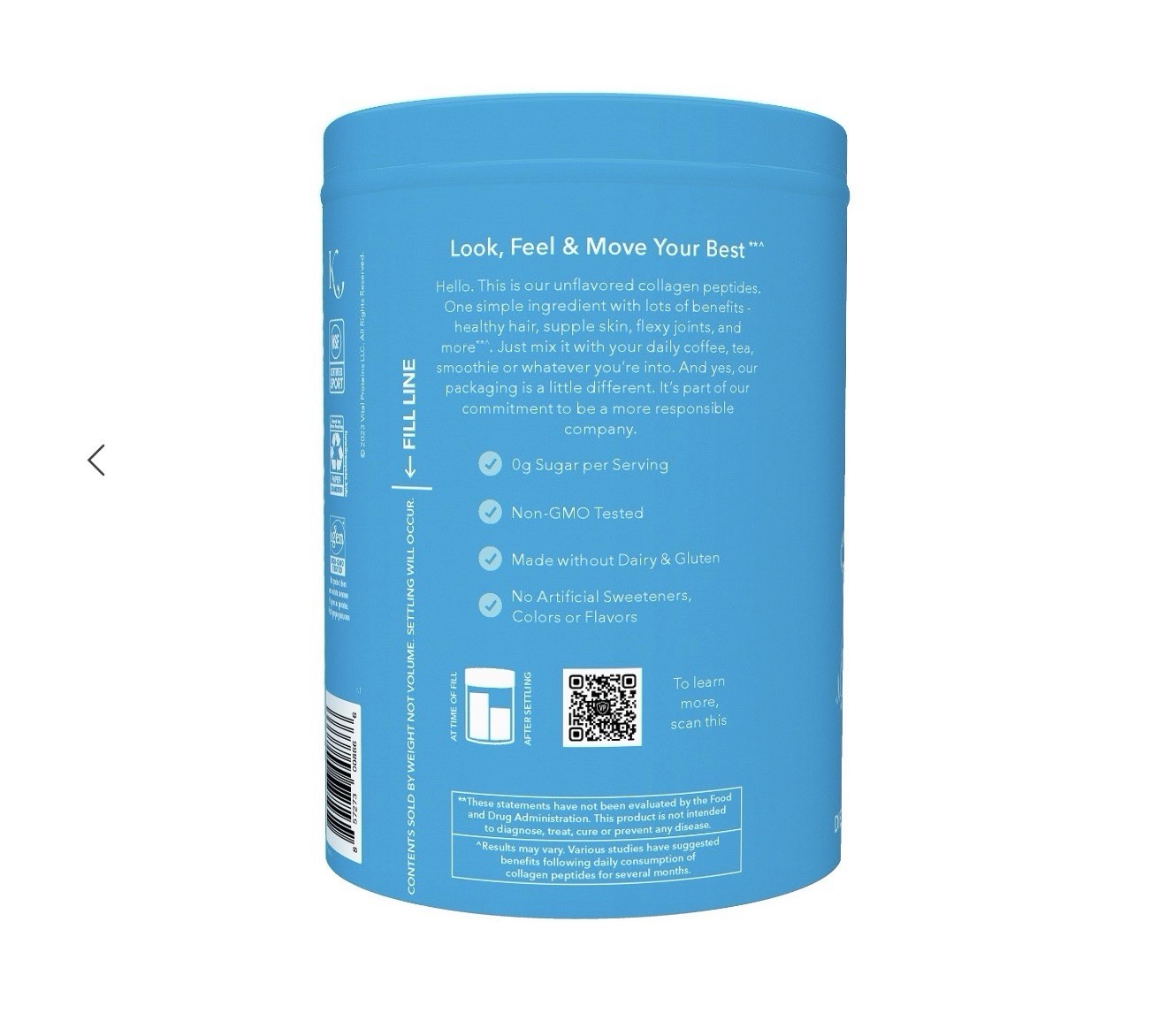 Vital Proteins Collagen Peptides Powder Unflavored 24 oz Grass Fed Pasture Rais…