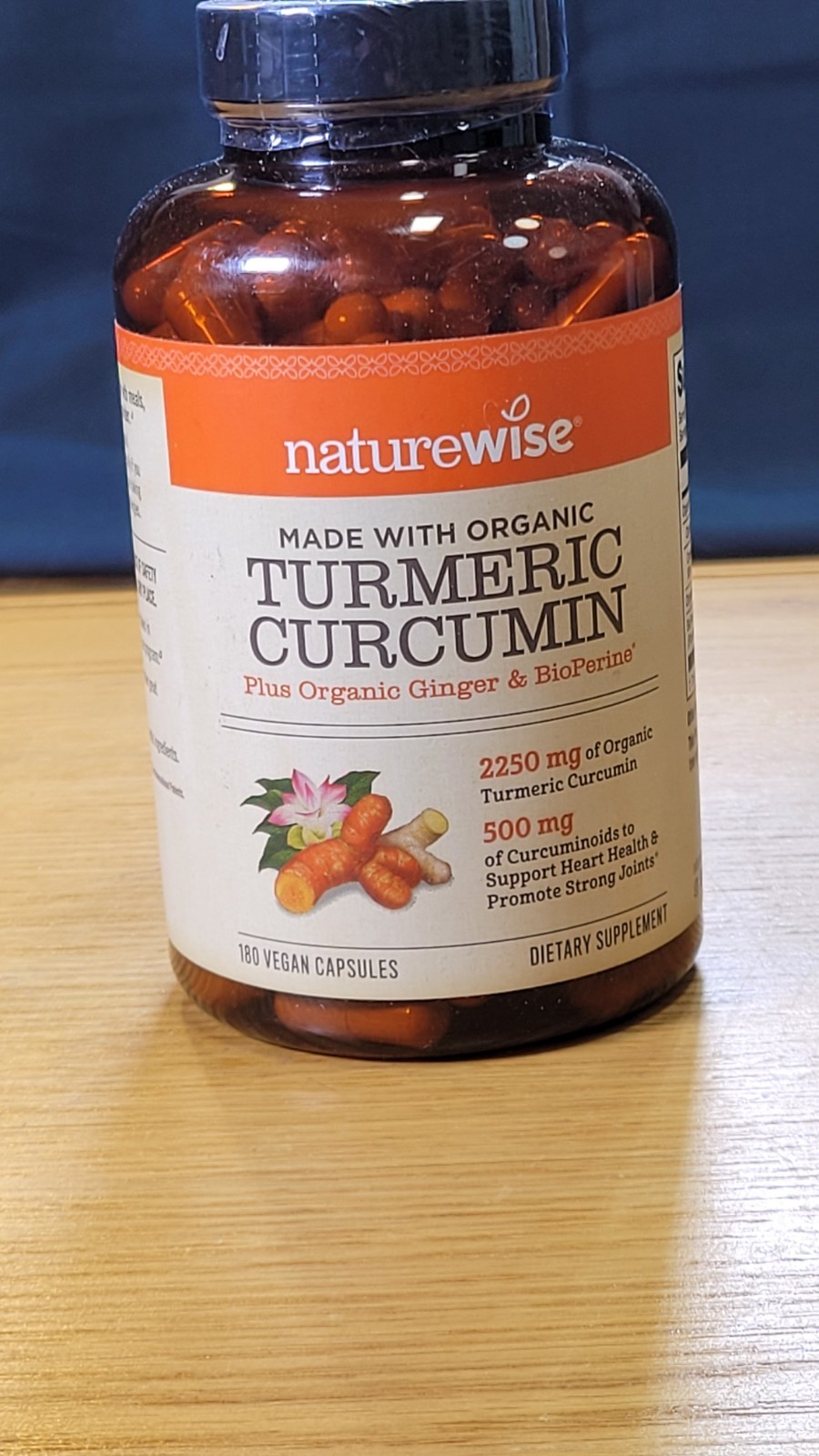 NatureWise, Organic Turmeric Curcumin, 180 Vegan Capsules 03/2028