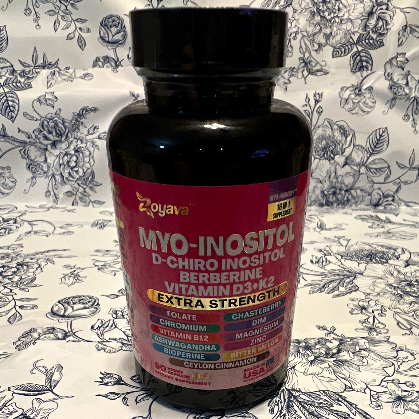 Zoyava Myo-Inositol + D-Chiro Inositol Berberine D3 K2 90 Caps Lot 60758