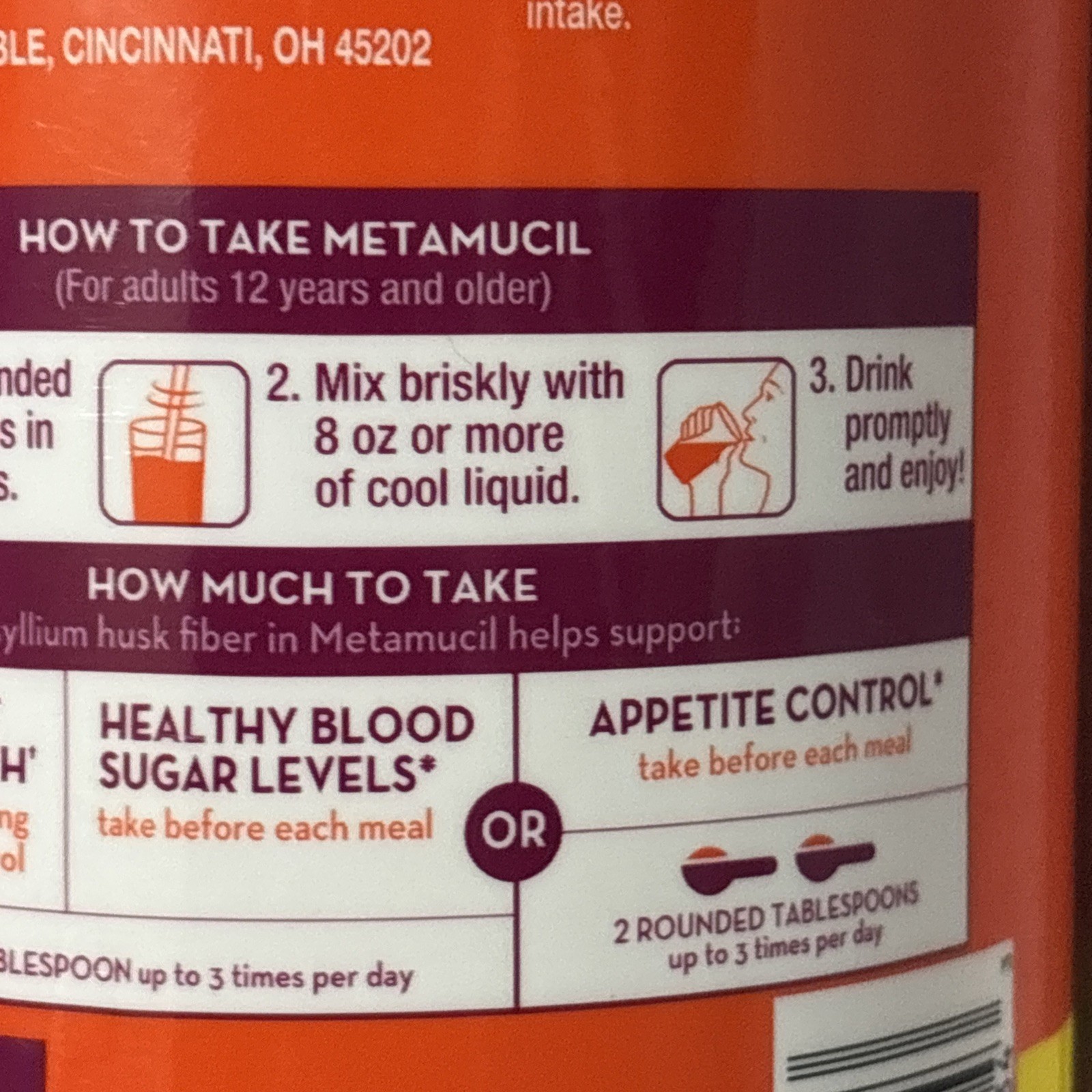 Metamucil 4-in-1 Fiber Powder-Orange Flavor-48.2 Oz(3 Lb) ea. Lot of 3-EX2028