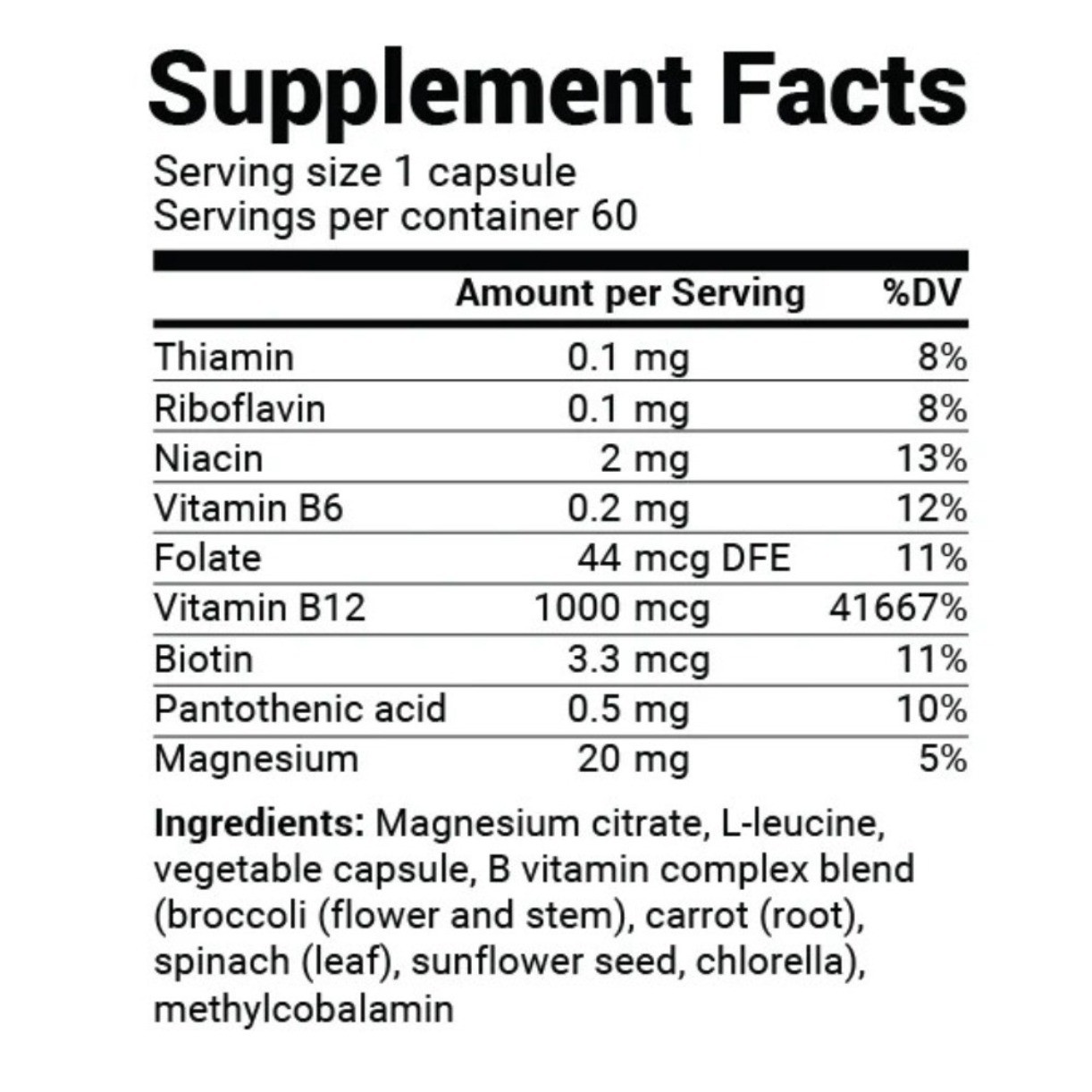 NEW Natural Vitamin B12 Methylcobalamin 1000 mcg B Complex & Magnesium