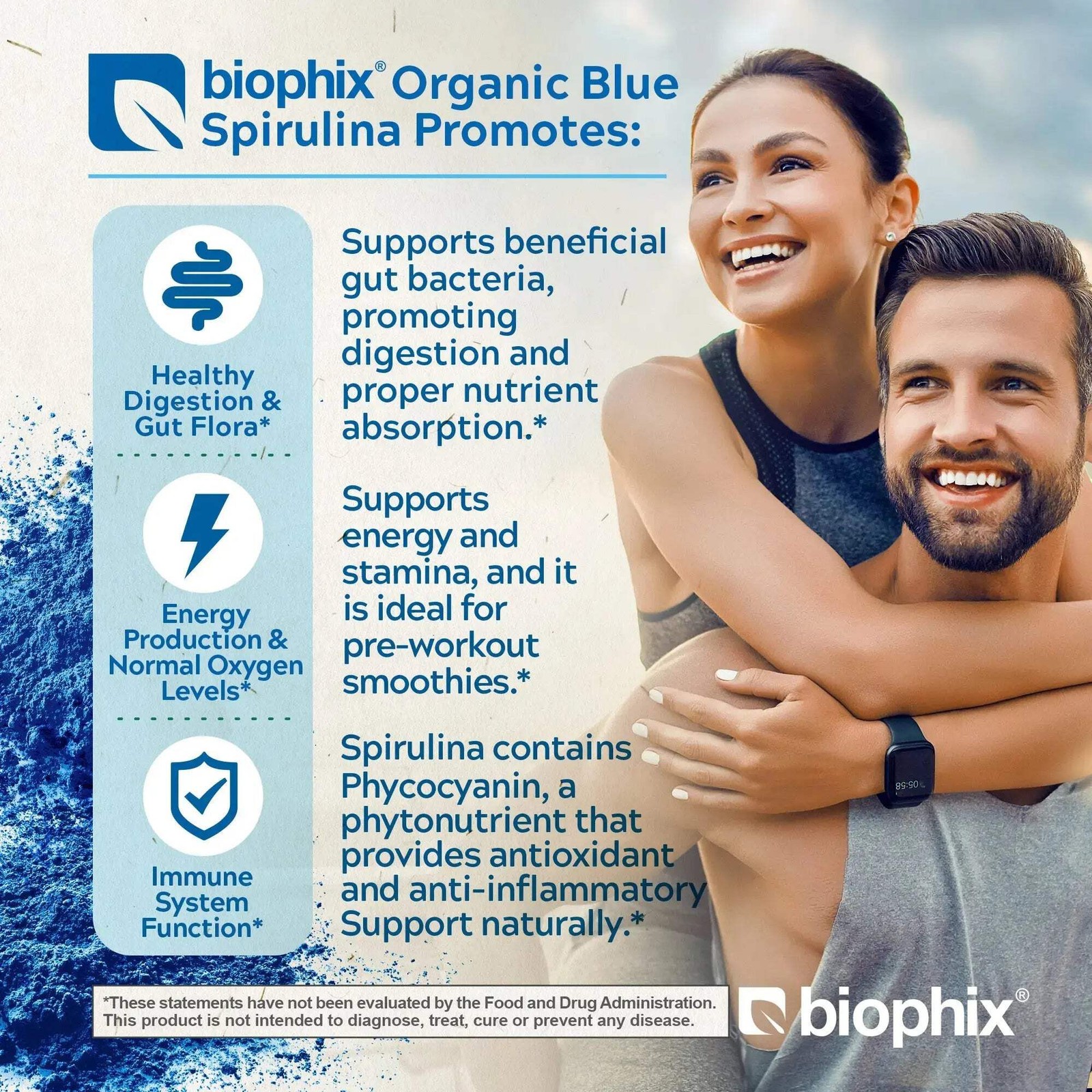 biophix Blulina Organic Blue Spirulina Powder 2 oz 7g – Detoxification Antioxida