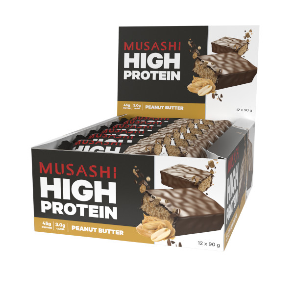 New Musashi High Protein Bar Peanut Butter 90g X 12 Bars