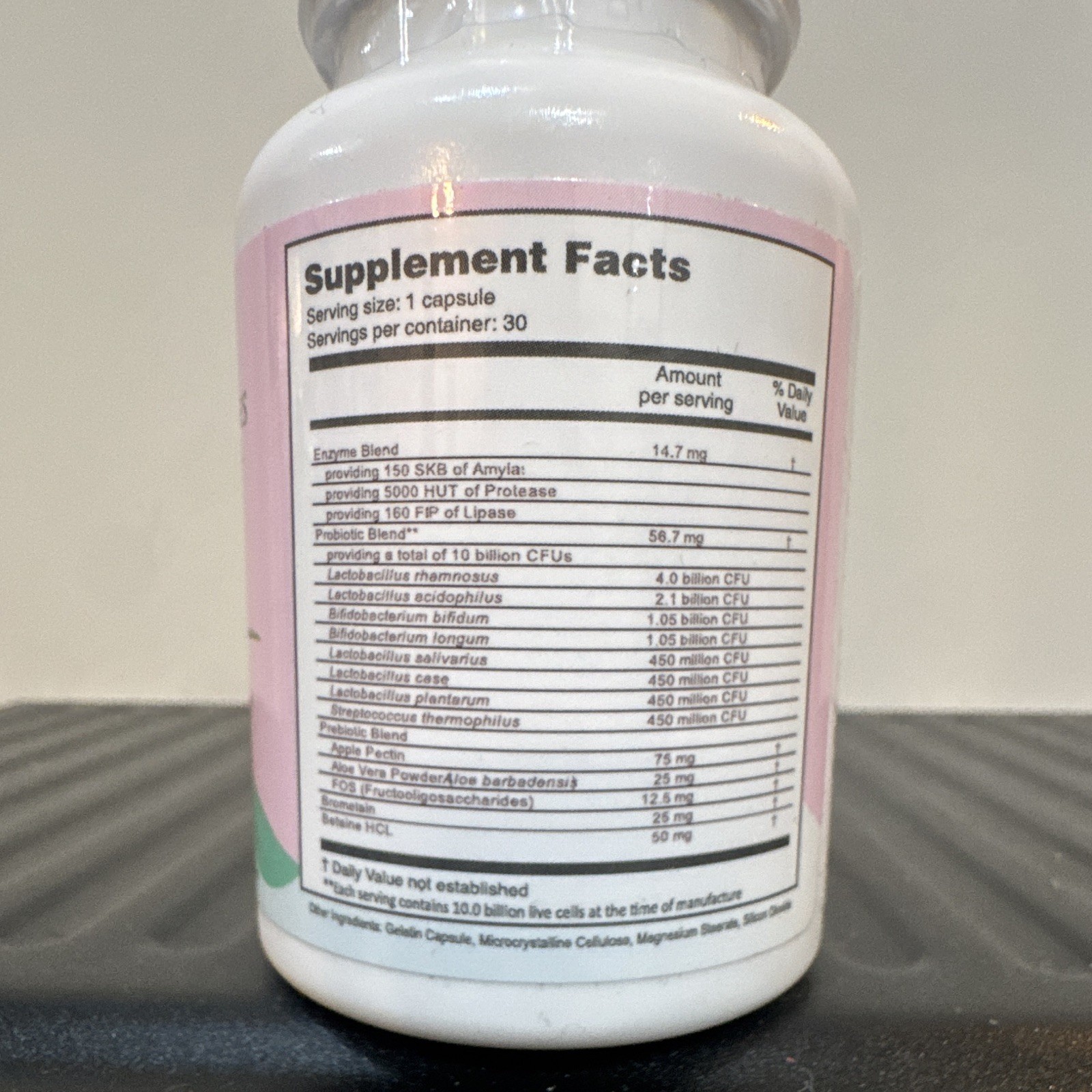 AloeCure Probiotics + Enzymes Digestive Support 10B CFU Veg Caps 30 Exp 06/27