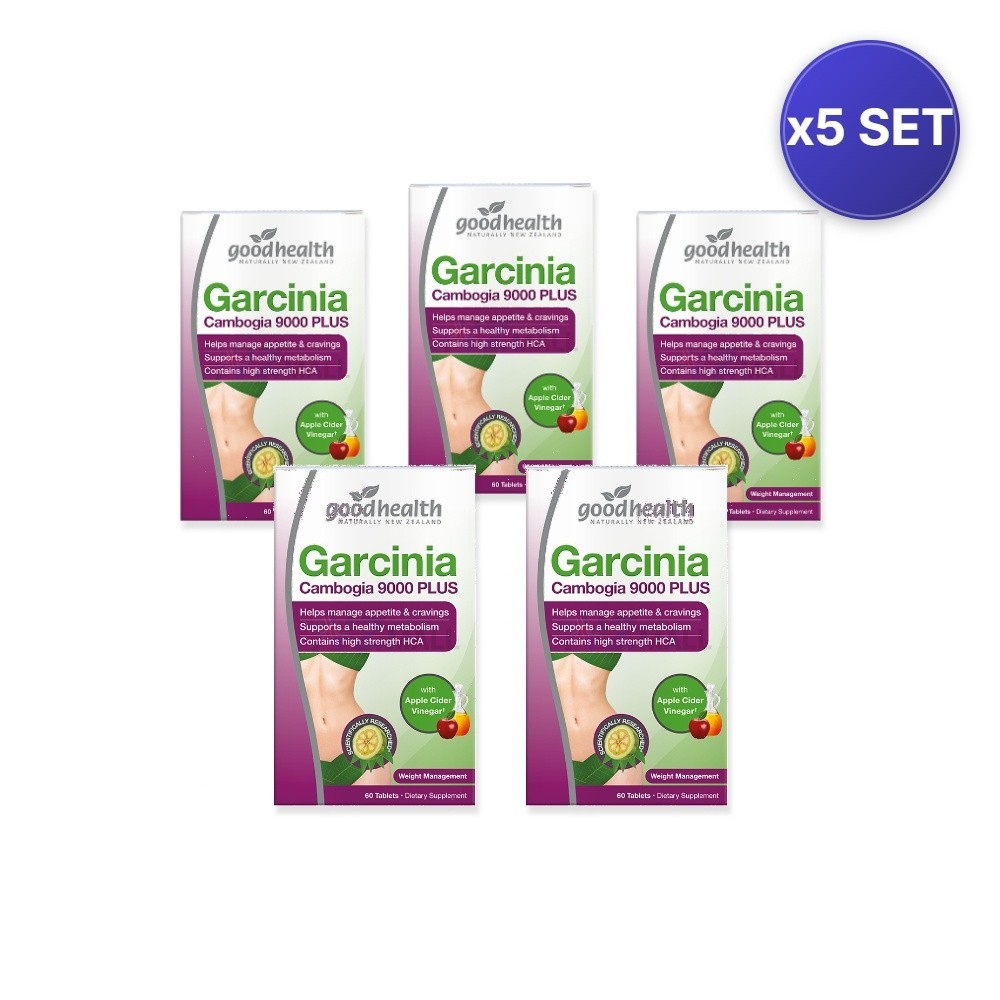 Garcinia Cambogia 9,000 Plus with Apple Cider Vinegar (60 Tablets) – 5 Pack