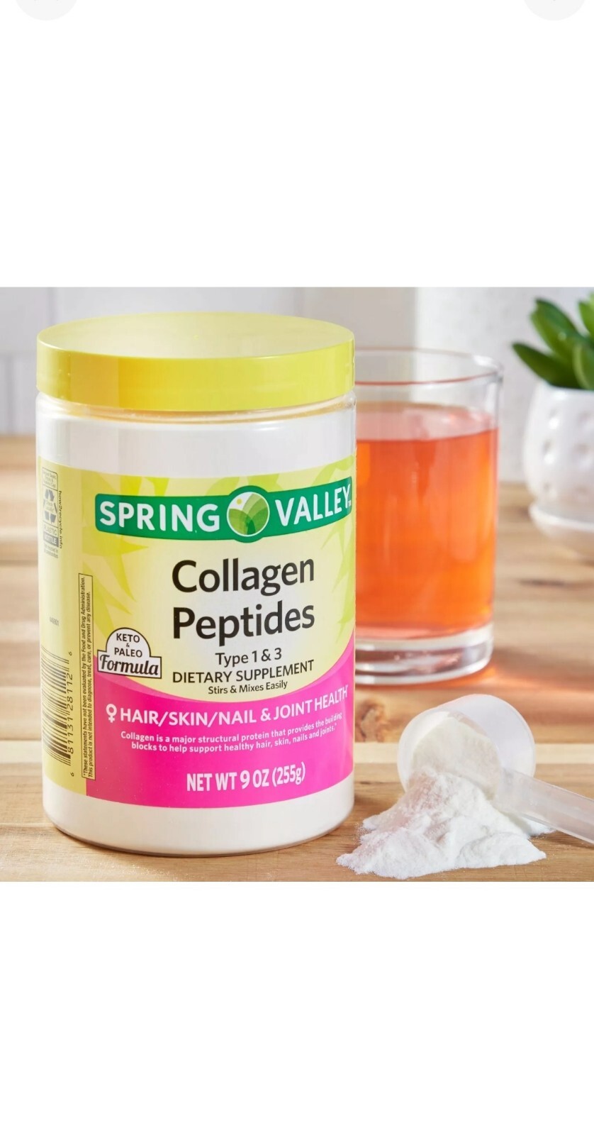 Spring Valley Collagen Peptides Powder Type. 1 & 3 , 9.oz Exp:10/2026