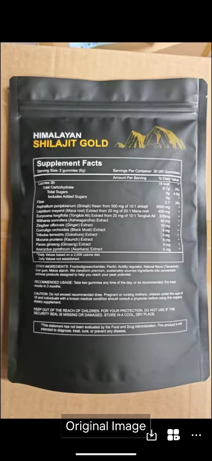 (1) Organic 5000mg Shilajit Gummies Himalayan for Energy & Wellness Supplements