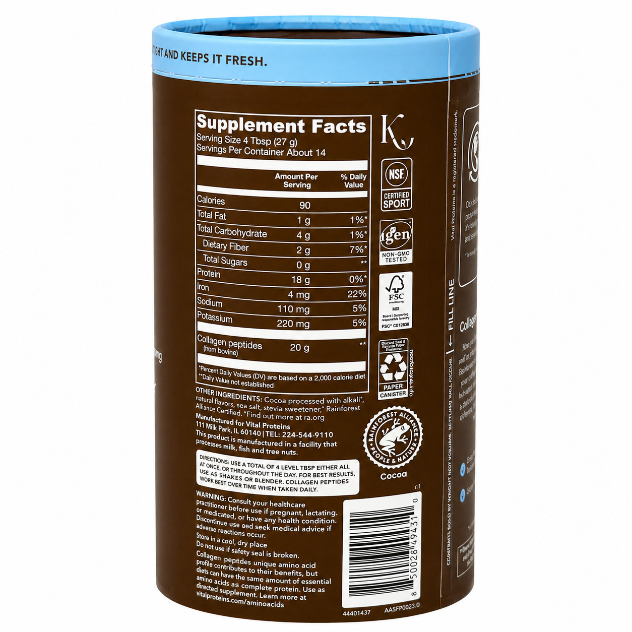 (3) Vital Proteins Collagen Peptides Chocolate Flavor Exp. 9-24-2027 13.5oz