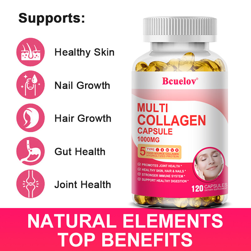 Multi Collagen Peptides Capsules-Hydrolyzed Protein Peptides (Type I,II,III,V,X)