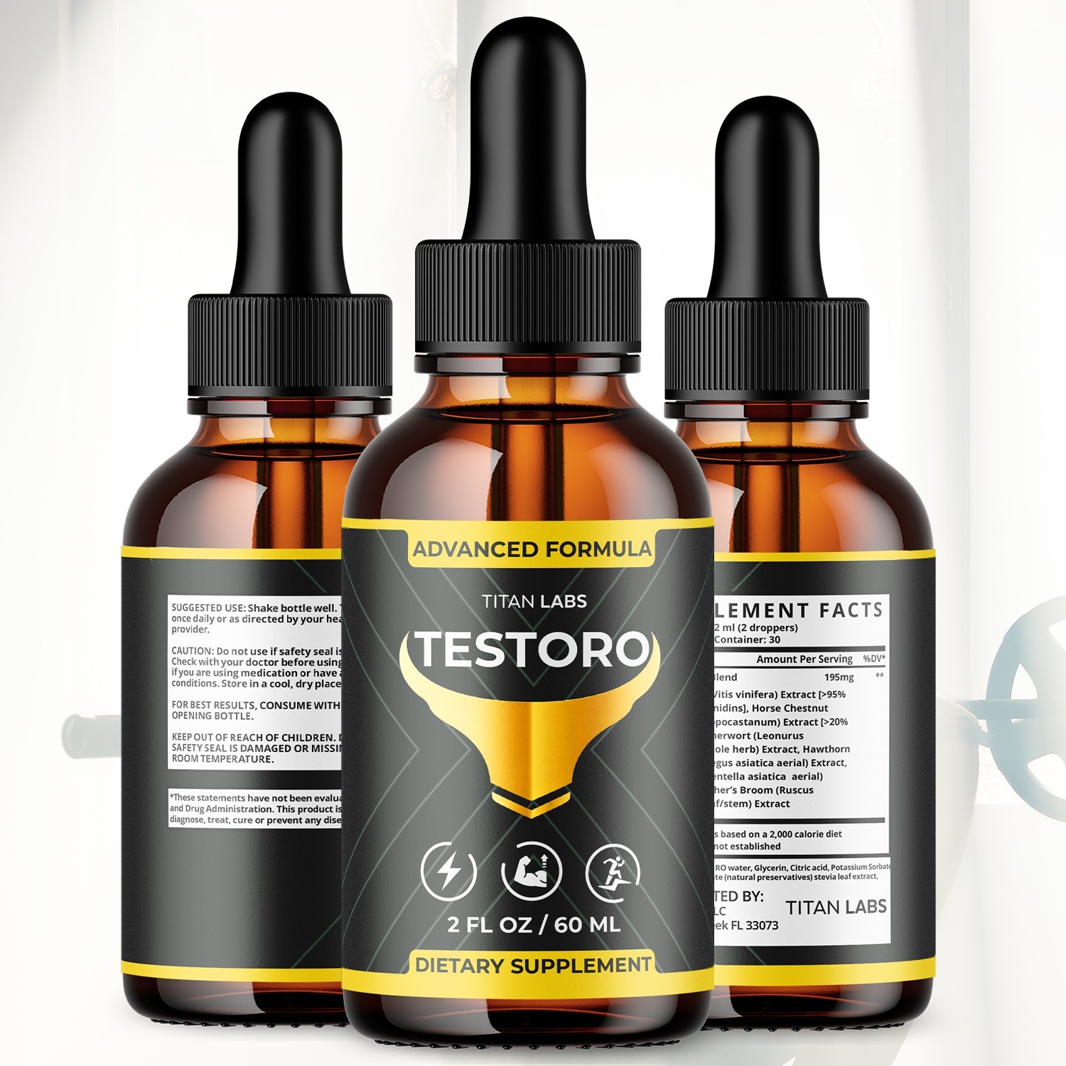 (1 Pack) Testoro Male Support Drops Advanced Test Oro Supplement 30 Servings