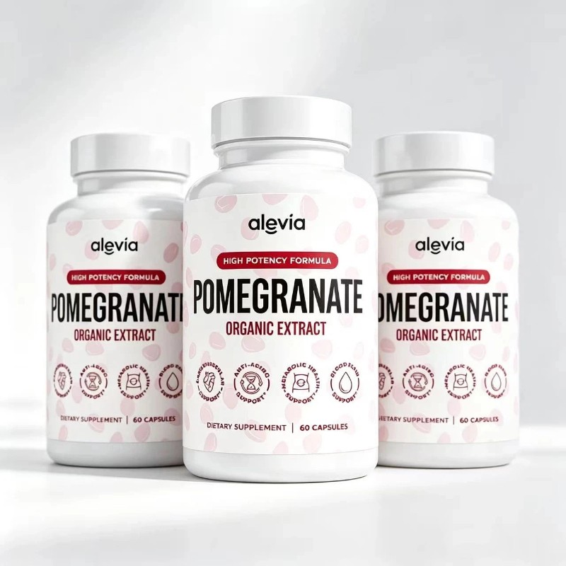 (3 PACK) Alevia Pomegranate Capsules Organic Extract Antioxidant 180 Capsules