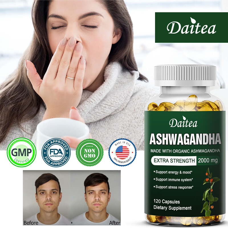 Organic Ashwagandha Capsules 2000mg with Black Pepper Root Powder