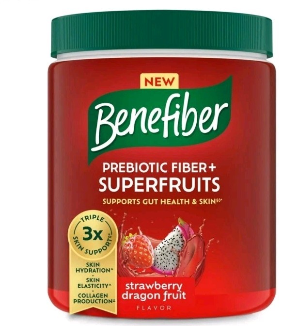 Two Benefiber Prebiotic Fiber+Superfruits 25 Day Supply 8.8 oz Powder Containers