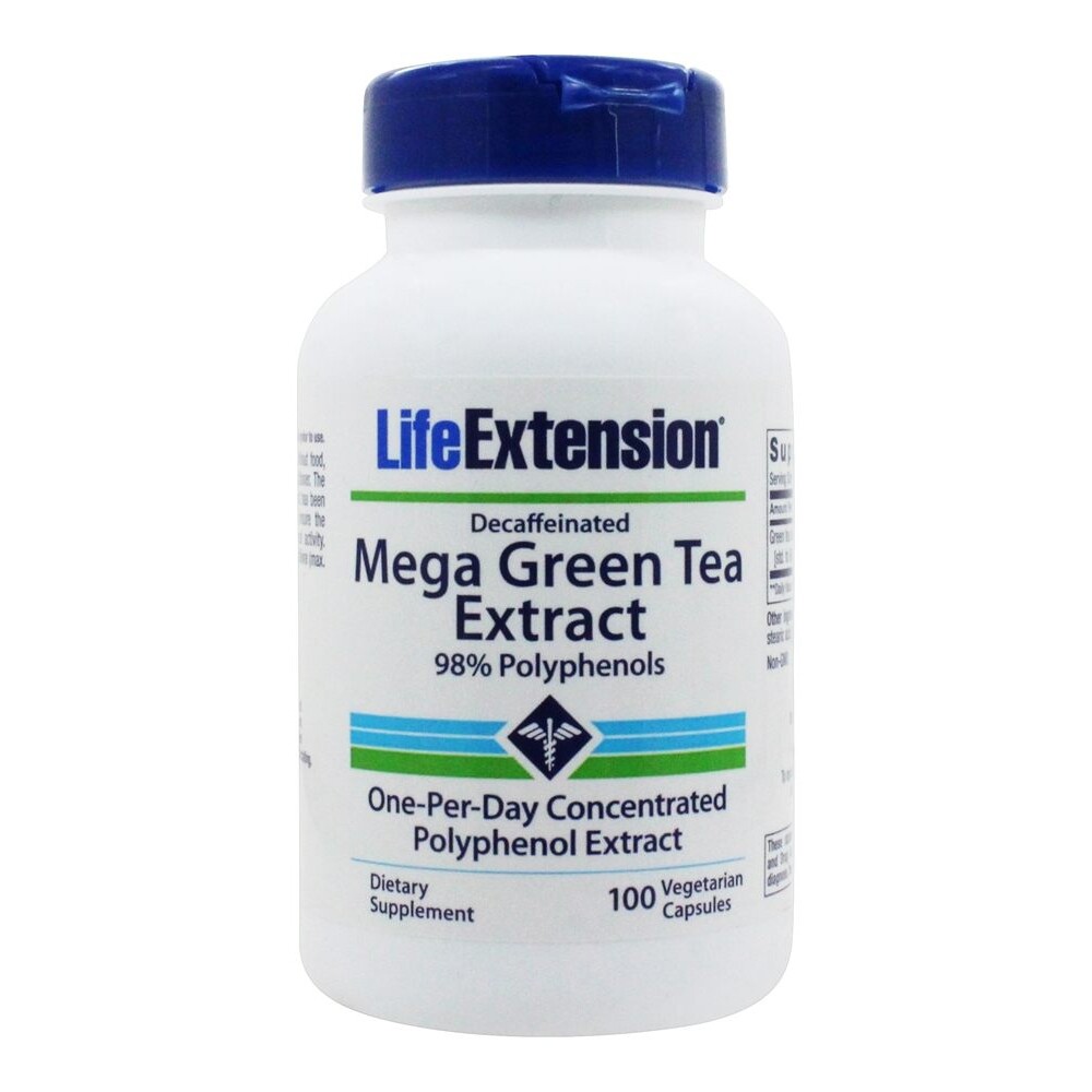Life Extension Decaffeinated Mega Green Tea Extract 98% Polyphenols,100 Veg Caps