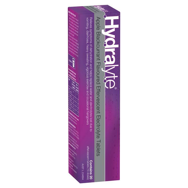 Hydralyte Effervescent Electrolyte Apple Blackcurrant Flavoured 20 Tablets