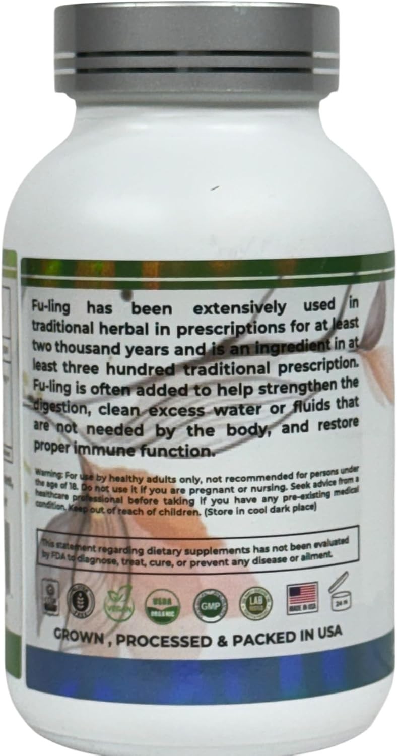 Organic Fu-Ling Mushroom 120 Vegan Capsules Poria Cocos Immune Digestive Support