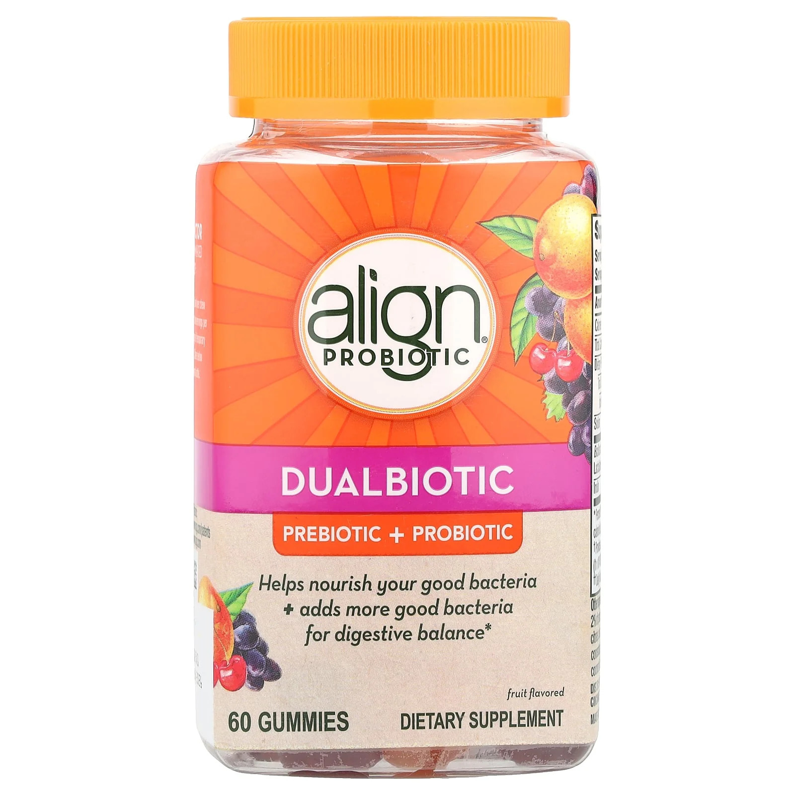2 X Align Probiotics, Dualbiotic, Prebiotic + Probiotic, Fruit, 60 Gummies