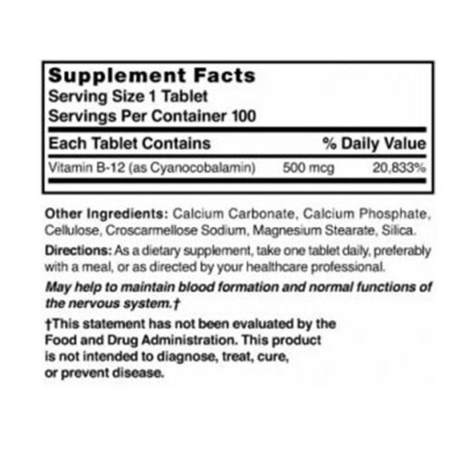 Nature’s Blend Vitamin B12 2500mcg Sublingual Dietary Supplement Tablets 100ct