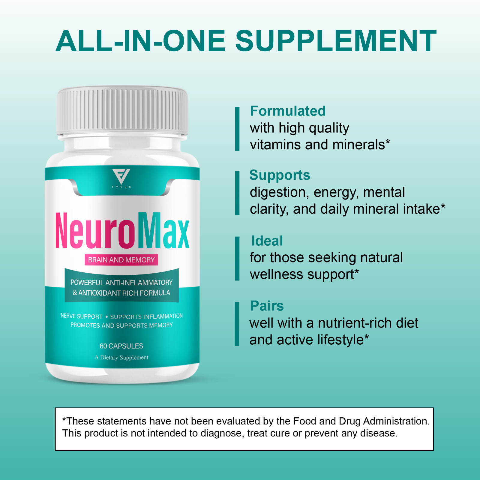 (5 Pack) NeuroMax Brain and Memory Support, Neuro Max Capsules (300 Capsules)