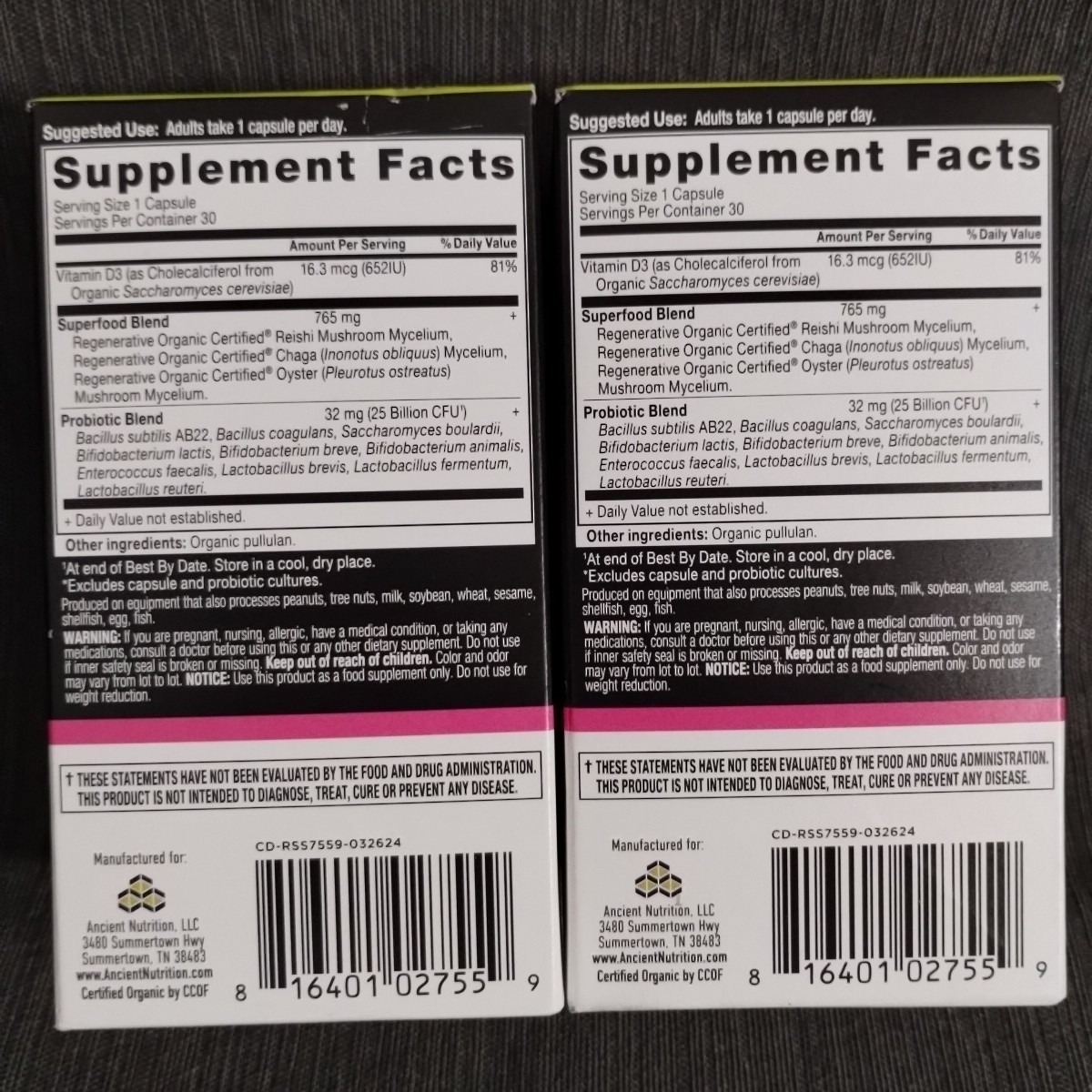 (2) Ancient Nutrition Women’s Once Daily Probiotics, 30 Capsules Each – 08/2026
